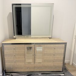 Dresser With Attached Mirror 