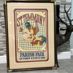 St Tammany Parish Louisiana Fair Poster 1981 Signed & Numbered Framed Wall Picture