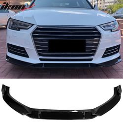Fits 2017–2018 Audi S4 A4 Quattro B9 IKON Front Bumper Lip Spoiler Gloss Black PP