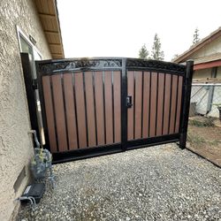 Custom Wood 🪵 And Iron Metal Swing Gate 