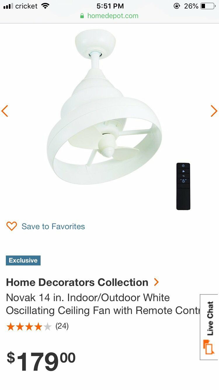 Home Decorators Collection Novak 14 in. Indoor/Outdoor White Oscillating Ceiling Fan with Remote Control
