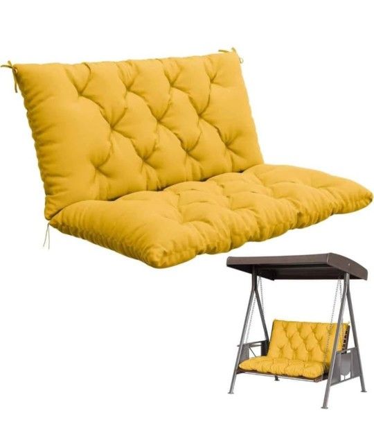 Porch Swing Cushion with Backrest,Waterproof Bench Cushion for Outdoor Furniture,2-3 Seater