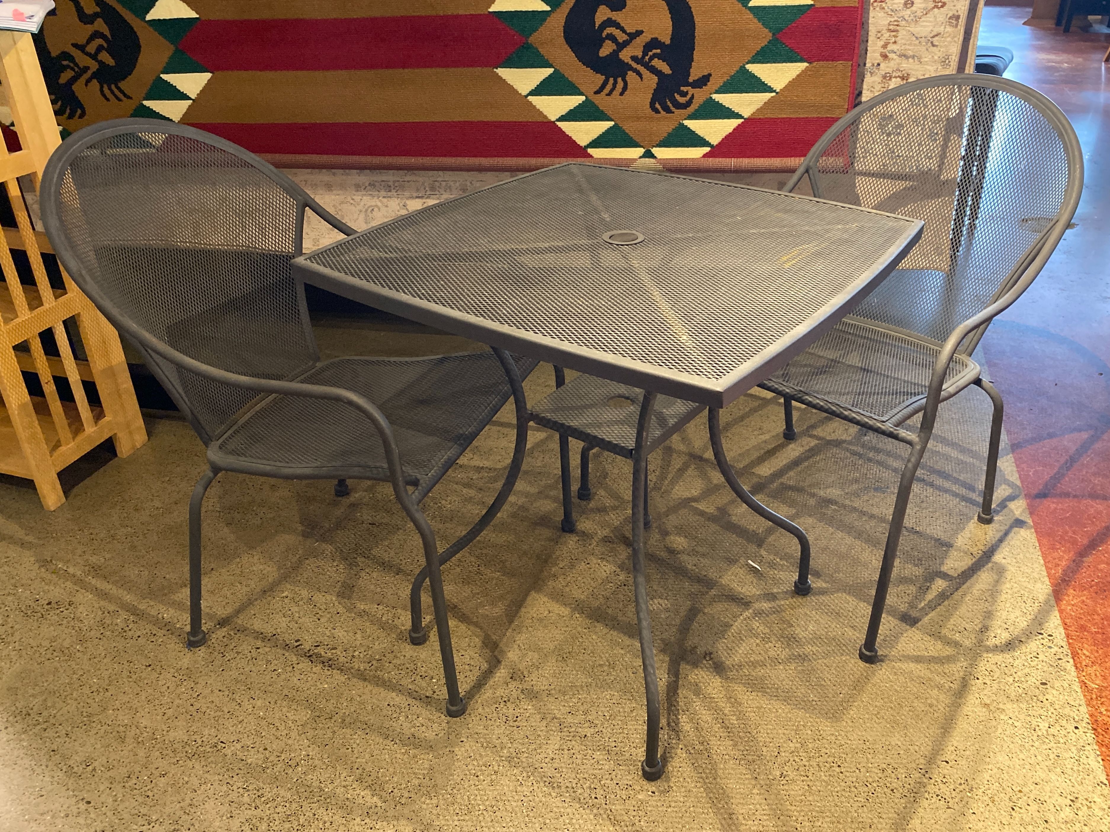 Charcoal Black All-Metal Patio Table & 2 Chairs