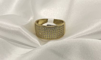 Sterling Silver Gold Plated Pave Ring 