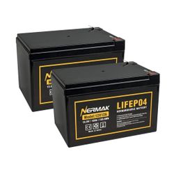 2 Pack 12V 12Ah LiFePO4 Deep Cycle Battery, 2000+ Cycles Lithium Iron Phosphate Rechargeable Battery for Solar Power, UPS,Lighting, Power Wheels, Fish