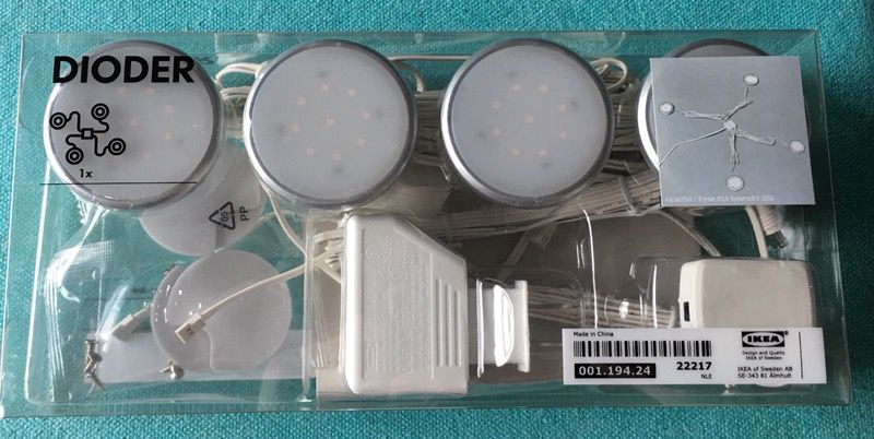 NEW! IKEA DIODER White LED Puck Lights, Set of 4