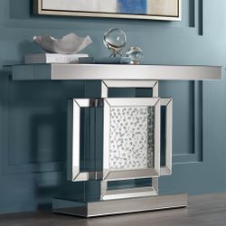 Fostoria 47 1/4" Wide Silver-Mirror Modern Crystal Console Table