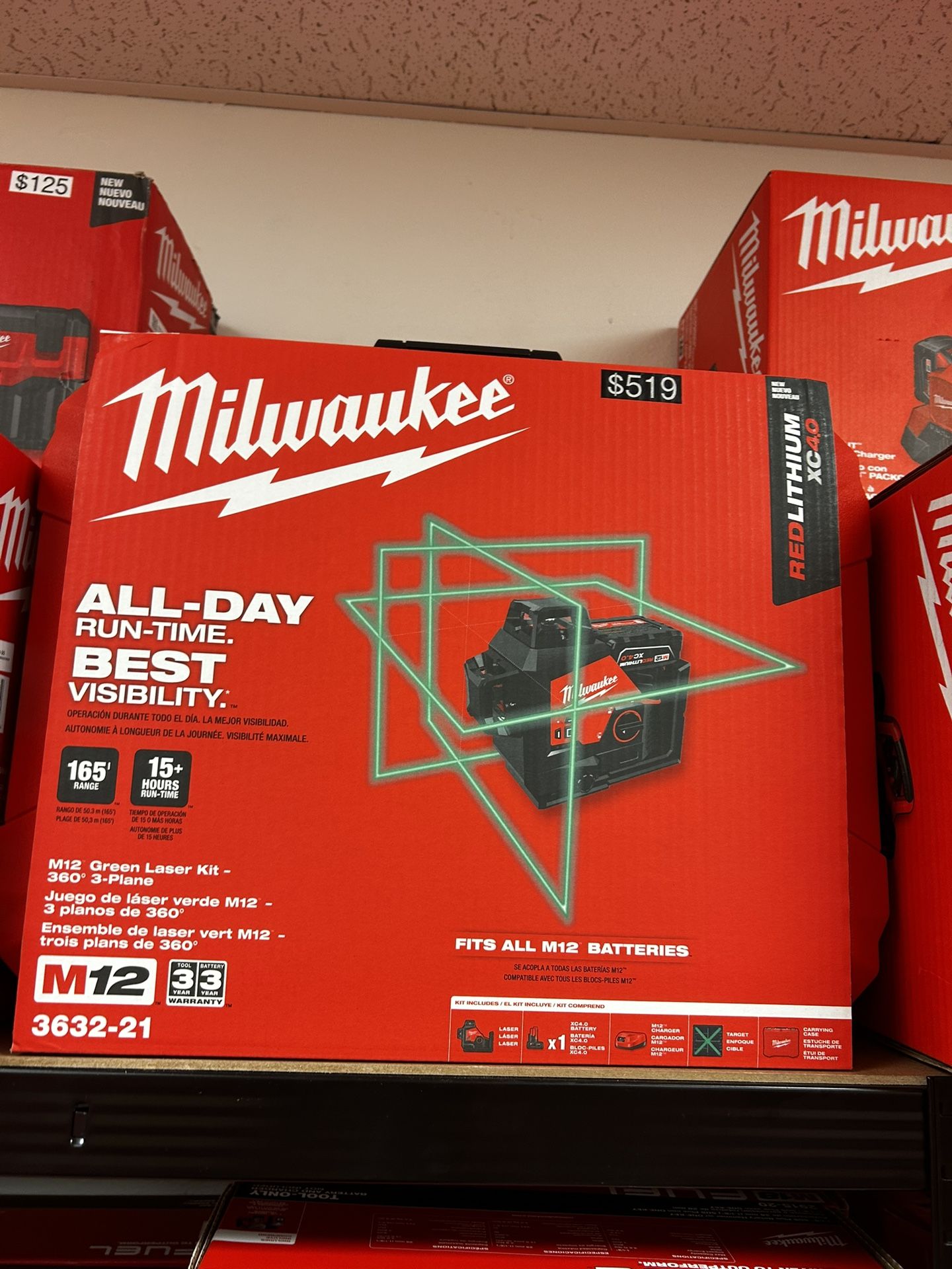 Milwaukee M12 Green Laser Kit 360 3 Plane