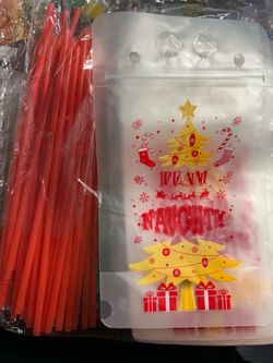 Christmas Drink Pouches with Straws Team Naughty Team Nice
