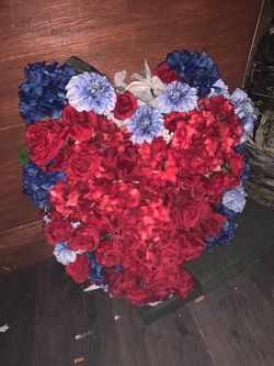 Silk heart flower arrangement