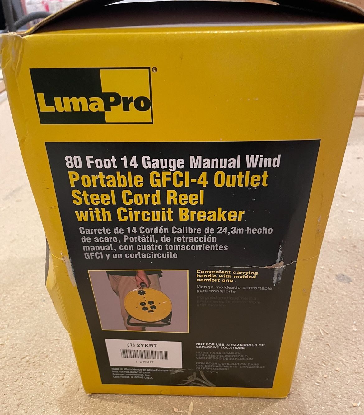 New LumaPro 80 Foot 14 Gauge Manual Wind Portable GFCI-4 
