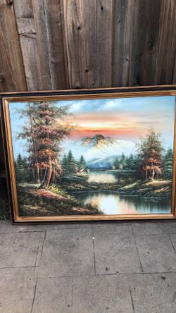 Original framed 20th Century G. Whitman 202 oil painting Autographed signed