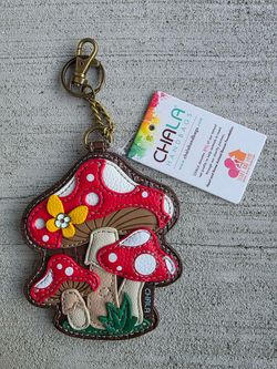 CHALA Handbags Keychain / Bag Charm – Red Mushroom Toadstool – NEW with Tag – 4.5”
