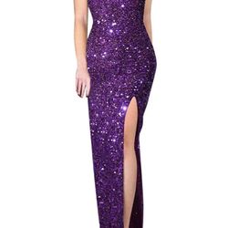 Purple Sequins  Long Dress 