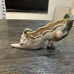 Stunning ceramic Heather Goldminc Blue Sky Clayworks Collectible heel