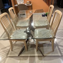 Dinning Table - Glass With 4 Chairs