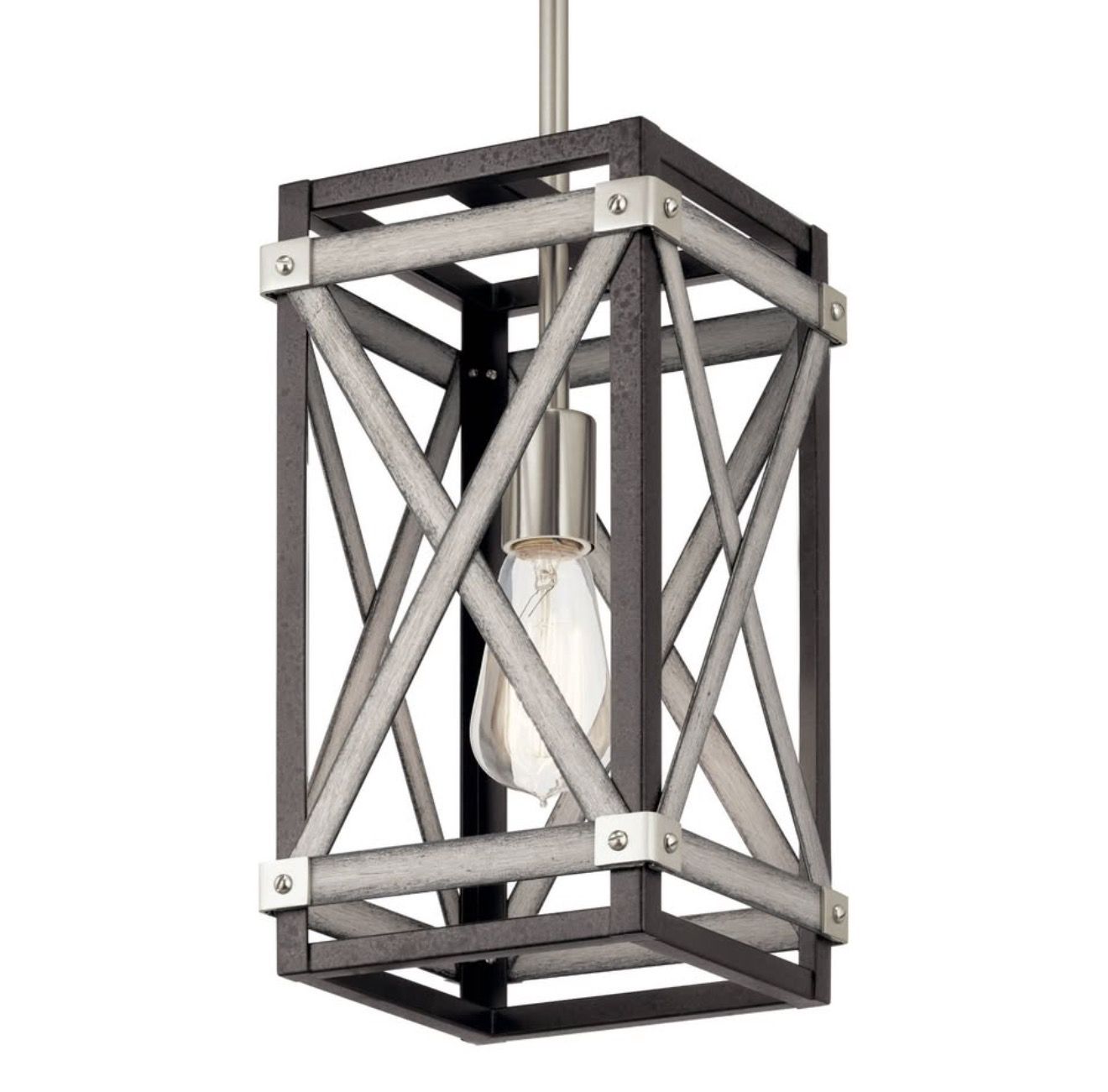 Kichler Stetton Farmhouse Square Pendant Anvil Iron/Grey - New in Box - 1-Light, 7x13.5”