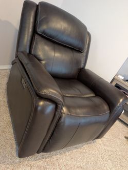 Leather power recliner-rocker