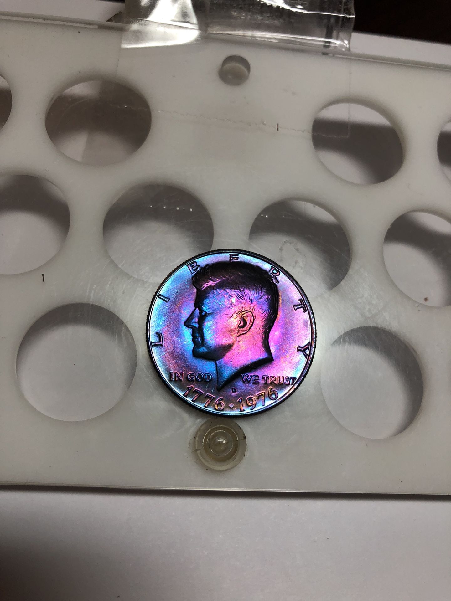 1976 D BU Kennedy Half Dollar Rainbow Toned