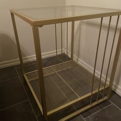 Golden End Table with Tempered Glass Top