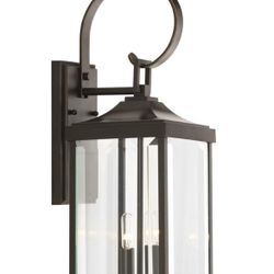 Gibbes Street Collection 2-Light Clear Beveled Glass New Traditional Outdoor Medium Wall Lantern Light Antique Bronze 