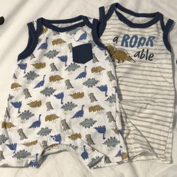 Newborn Dinosaur Rompers Twin-Pack