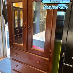 Brown Tall Closet Real Wood New Chest Wardrobe 