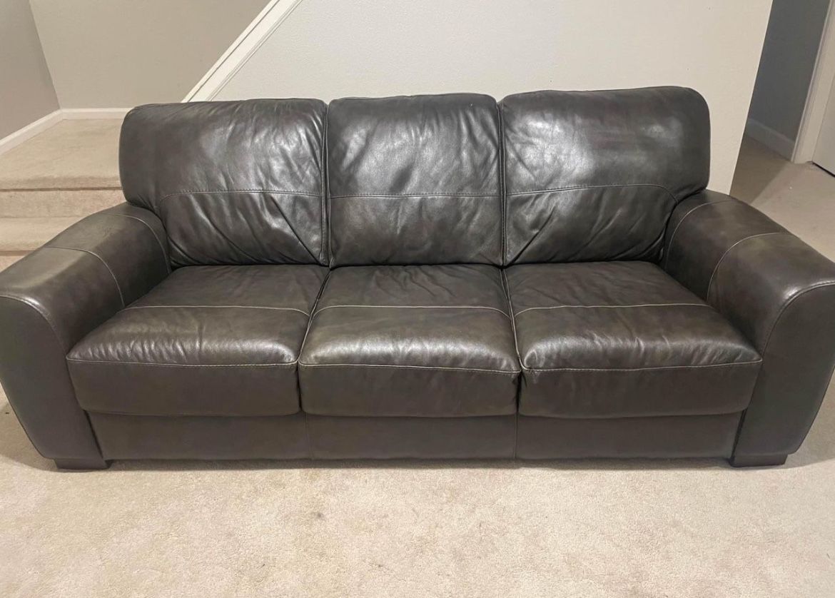 Modern Brown Leather Couch