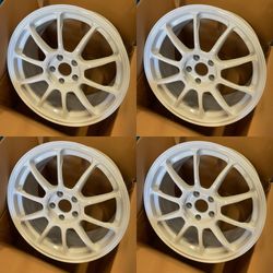 18" NEW Volk Racing ZE40 Style White Wheels Rims Squared Set 18x8.5 +42 (5x112) JR017  Fits most BMW AUDI MERCEDES AMG A CLASS C CLASS CLA EQ GLA GLE 