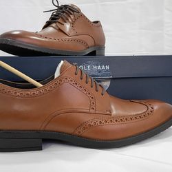 Cole Haan ME Wing Oxford Brown Leather Wingtip Brogue Men's Dress Shoes Size 12