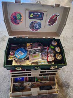 PLANO TACKLE BOX FULL OF FISHING STUFF