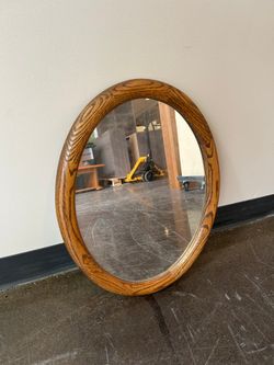 Small Wood Oval Mirror