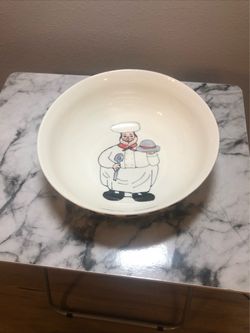 Ceramic Bowl with Chef Illustration