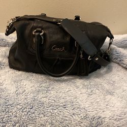 Coach Black With Silver Bag Genuine