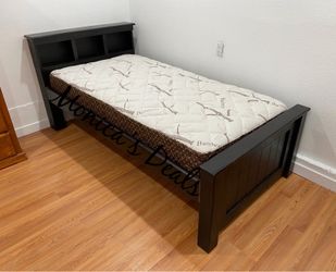 Twin Solid Wood Bed With Mattress $380