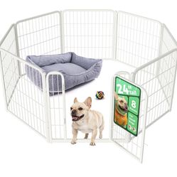 White 8 Panel Puppy Play Pen- 24 Inches Height