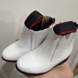 Leather White  Ankle Boots For Kids Infant-Toddler  Size 