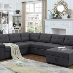 Brand New Fabric Sleeper Sectional Sofa