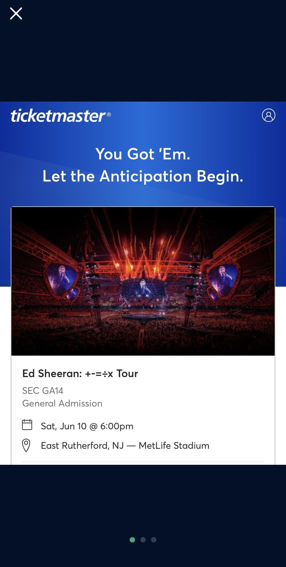 Ed Sheeran Tour Tickets (2) MetLife