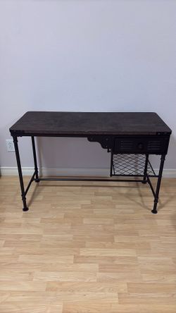 Metal desk with wood top