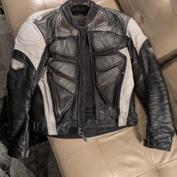 First Gear Padded Leather Motorcycle Jacket