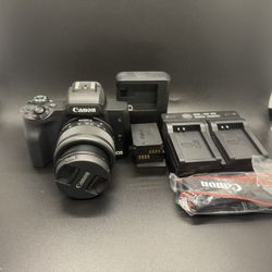 Canon EOS M50 Mark II + 15-45mm Lens Bundle (Batteries & Chargers Included)