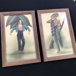1940s Original George Teco Prints * FRAMED PAIR 