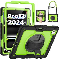 SEYMAC For IPad Pro 13 Inch Case M4 2024 (7th Generation), Heavy Duty Shockproof Protective Case With Screen Protector, 360° Rotating Stand, Hand/Shou