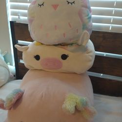 Rainbow Cow, Archie The Axolotl, And Rainbow Flipamallow Owl