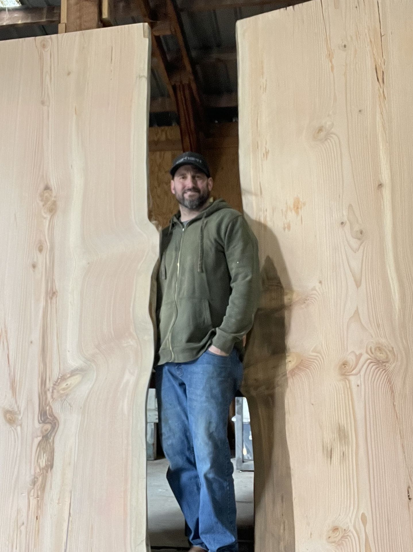 Huge Douglas Fir Dining Table Live Edge Slabs