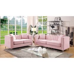 Shabby Chic Pink Sofa and Loveseat @Elegant Furniture
