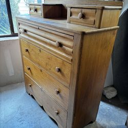 Antique 4-Drawer Wood Dresser + 2 Small Drawers On Top