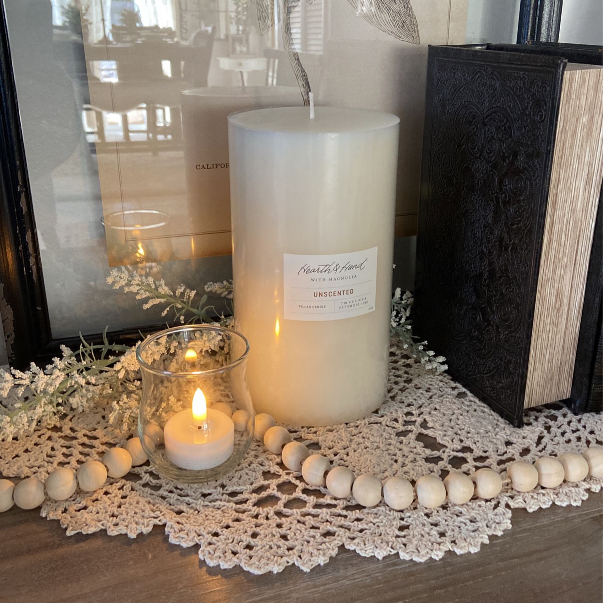Hearth And Hand Magnolia Ivory Unscented Large Pillar Candle 