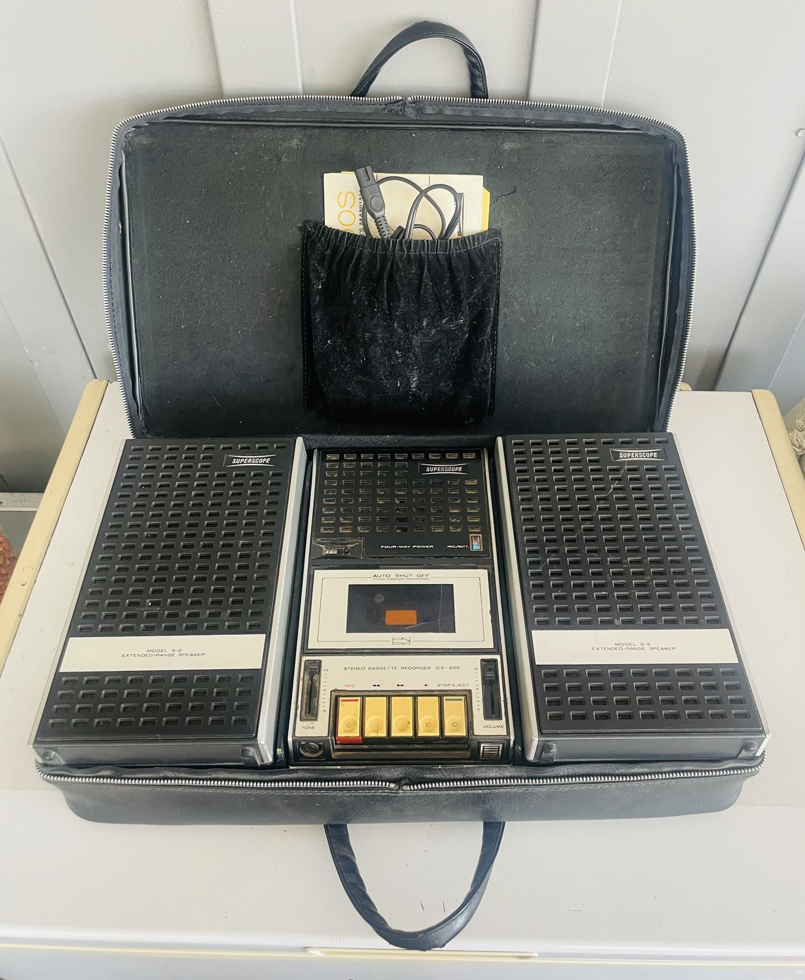 Vintage Marantz Superscope Portable Cassette Player With Speakers & Case & Manuals